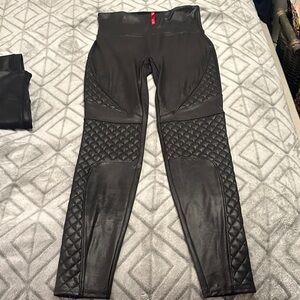 SPANX Black Leggings with Quilted Design